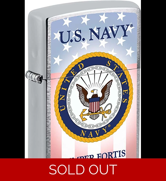 U.S. Navy Semper Fortis Brushed Chrome Zippo Lighter
